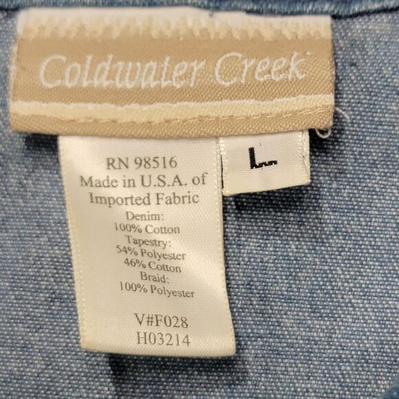 Vtg Coldwater Creek Boho Denim Jacket Womens Large Aztec Embroidered USA - Picture 5 of 13
